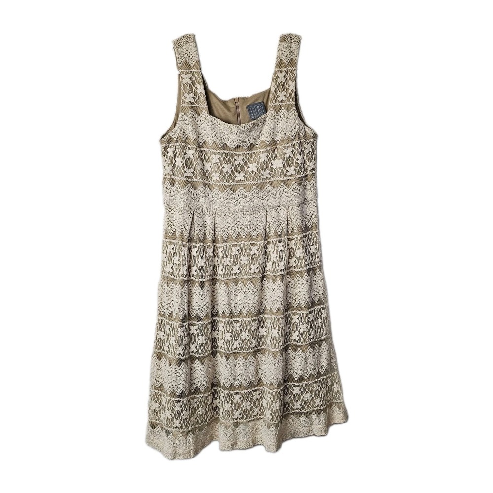 Rabbit Rabbit Rabbit Designs Cream Lace Sleeveless Dress Tan Lining Sz 8 Boho